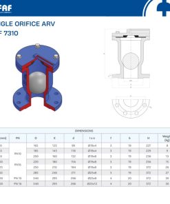 Thông số kỹ thuật van xả khí cầu đơn FAF 7310
