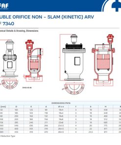 Thông số kỹ thuật van xả khí động năng kép FAF 7340 PN16