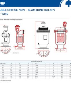 Thông số kỹ thuật van xả khí động năng kép FAF 7340 PN25