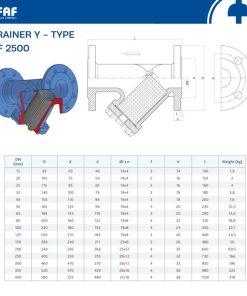 Thông số kỹ thuật Y lọc FAF 2500