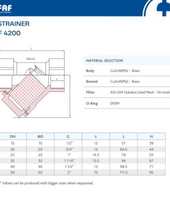 Thông số y lọc đồng nối ren FAF 4200
